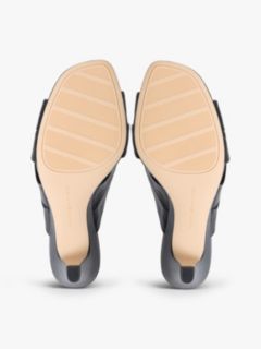 Leather Crossover Strap Heeled Mules — Black 5