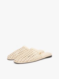 Woven Flat Mules — Beige 2