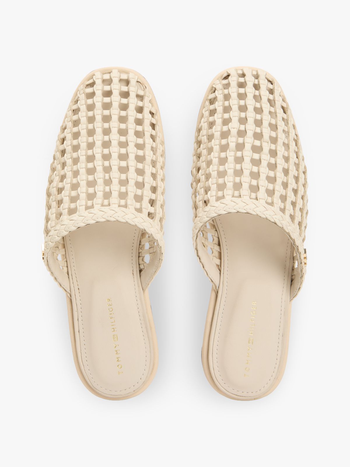 Woven Flat Mules — Beige