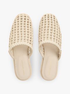 Woven Flat Mules — Beige 3