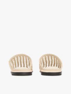 Woven Flat Mules — Beige 4