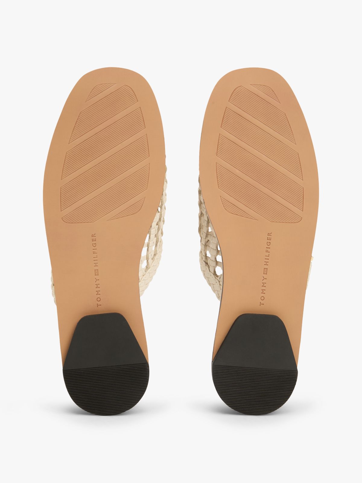 Woven Flat Mules — Beige