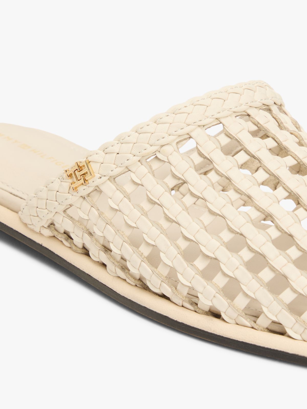 Woven Flat Mules — Beige