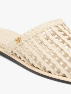 Woven Flat Mules — Beige 6