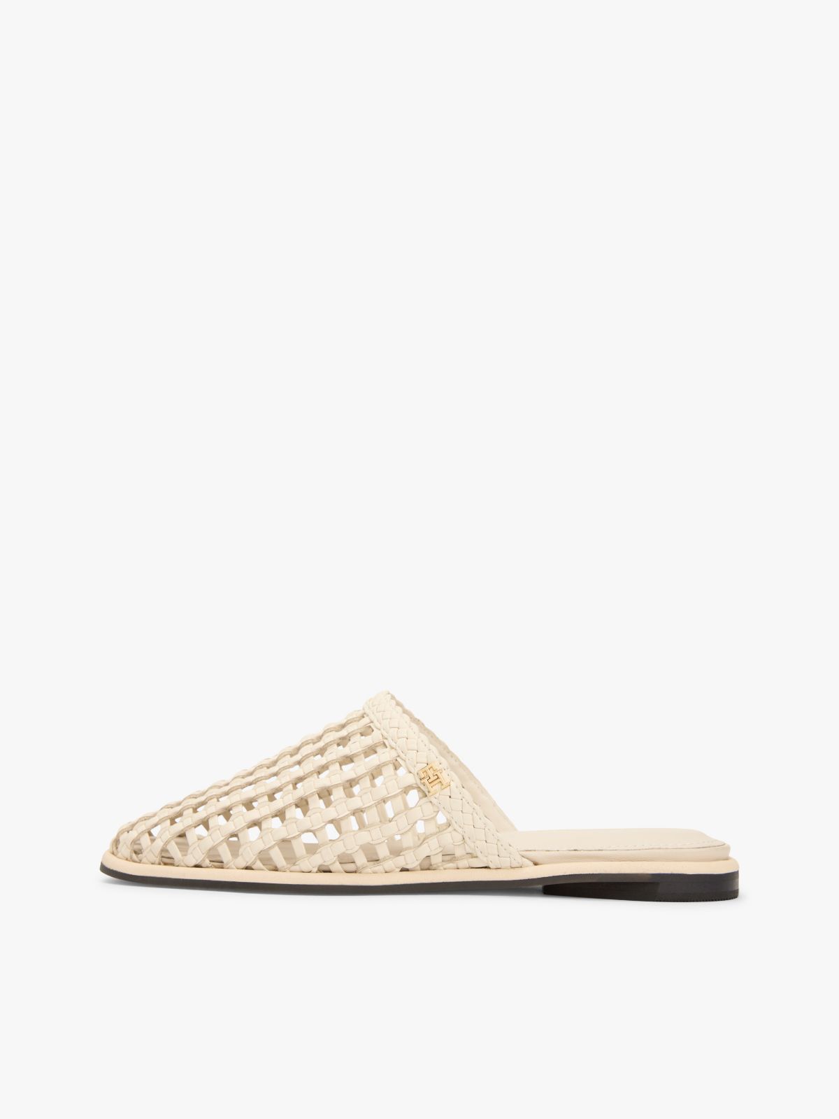 Woven Flat Mules — Beige