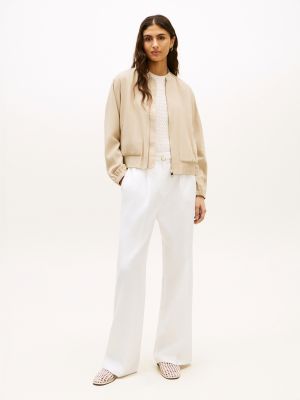 beige geflochtene, flache pantolette für damen - tommy hilfiger