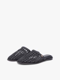 Woven Flat Mules — Black 2