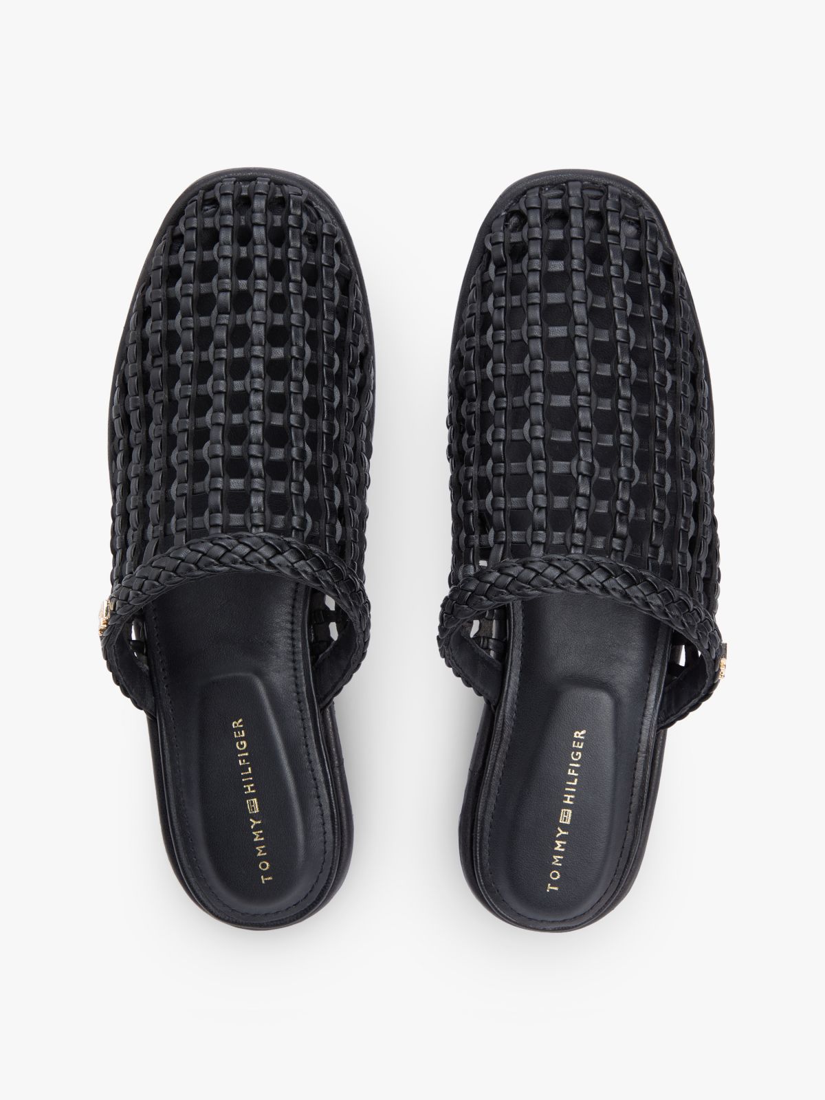 Woven Flat Mules — Black