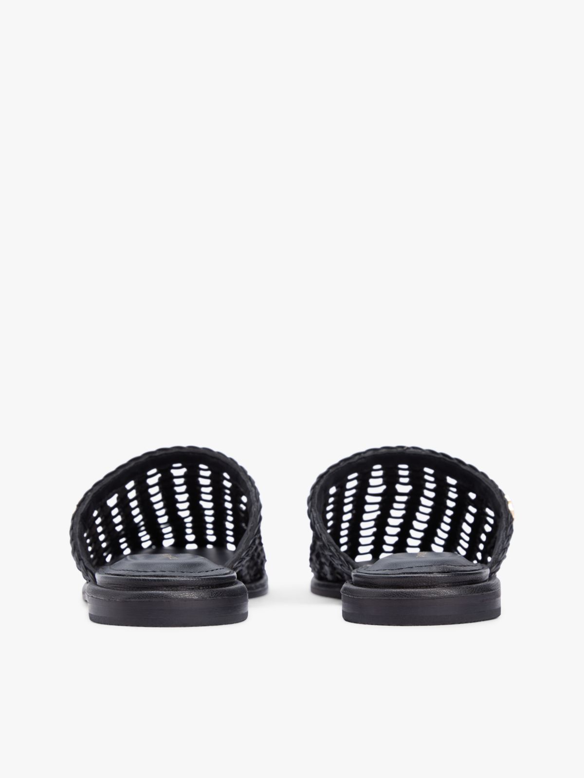Woven Flat Mules — Black