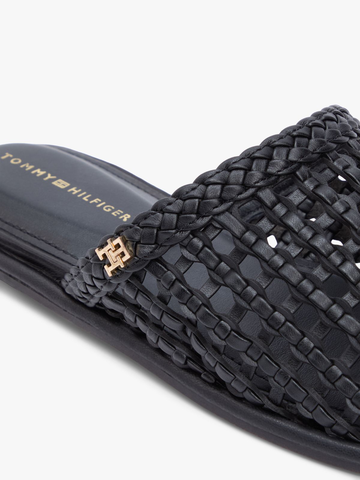 Woven Flat Mules — Black