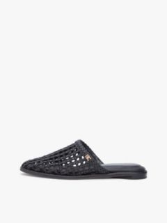 Woven Flat Mules — Black 7