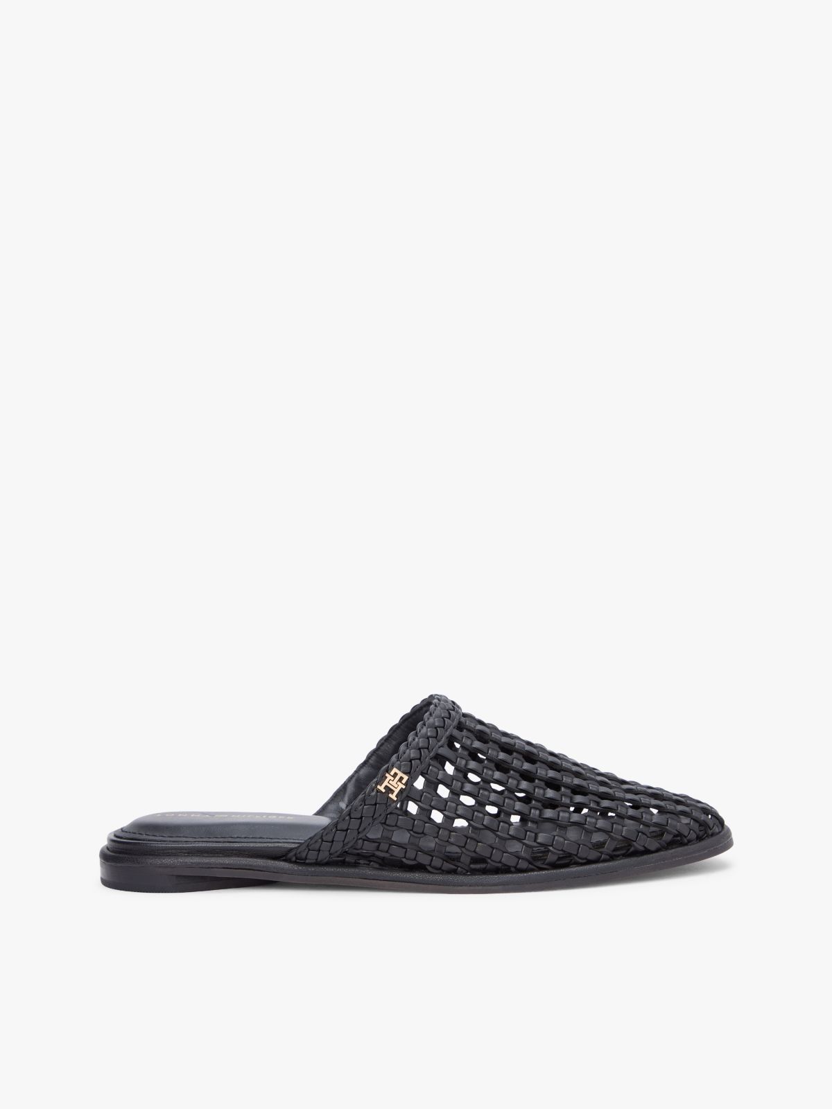 Woven Flat Mules — Black