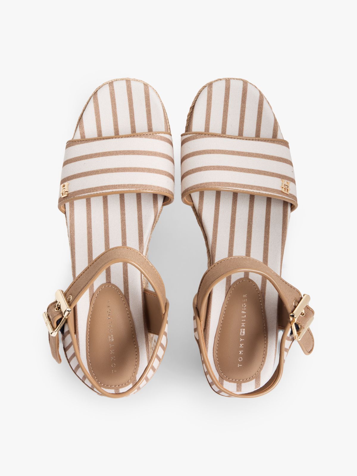Breton Stripe Platform Wedge Espadrilles — Beige