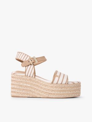 beige espadrille met plateauzool en bretonse streep voor dames - tommy hilfiger