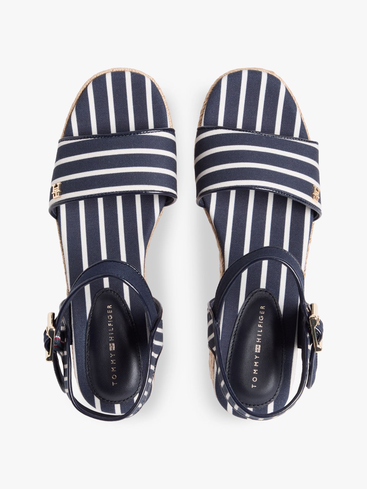 Breton Stripe Platform Wedge Espadrilles — Blue