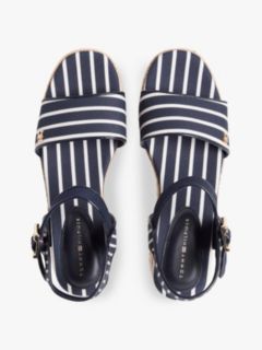 Breton Stripe Platform Wedge Espadrilles — Blue 3