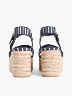 Breton Stripe Platform Wedge Espadrilles — Blue 4