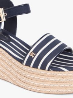 Breton Stripe Platform Wedge Espadrilles — Blue 6