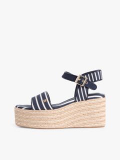 Breton Stripe Platform Wedge Espadrilles — Blue 7