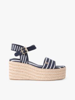 Breton Stripe Platform Wedge Espadrilles — Blue 1