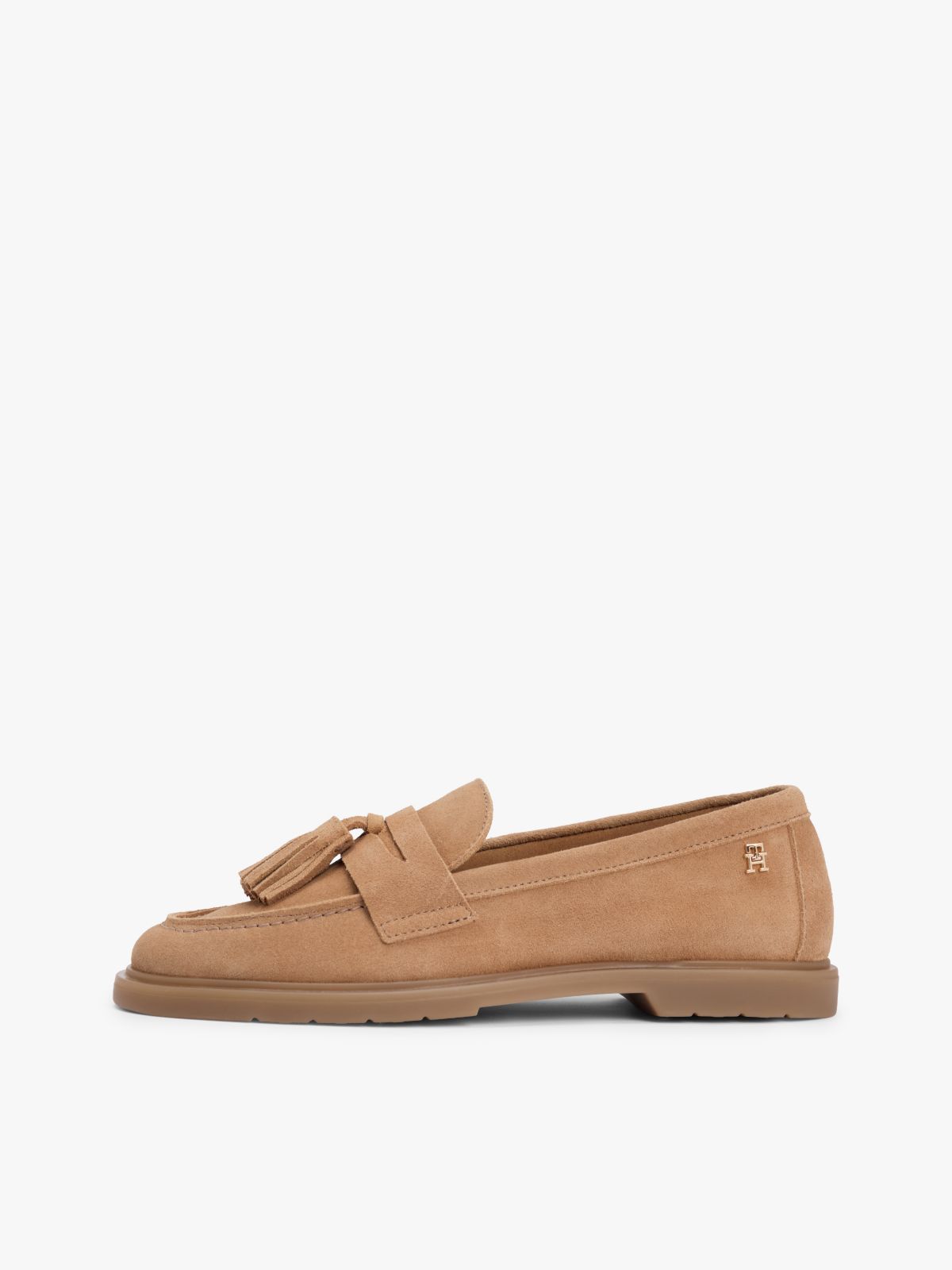 Lightweight Suede Tassel Loafers — Khaki