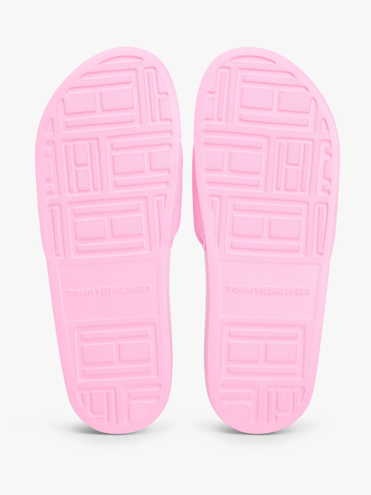 Logo Embroidery Canvas Pool Slides — Pink