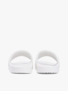 Logo Embroidery Canvas Pool Slides — White 4