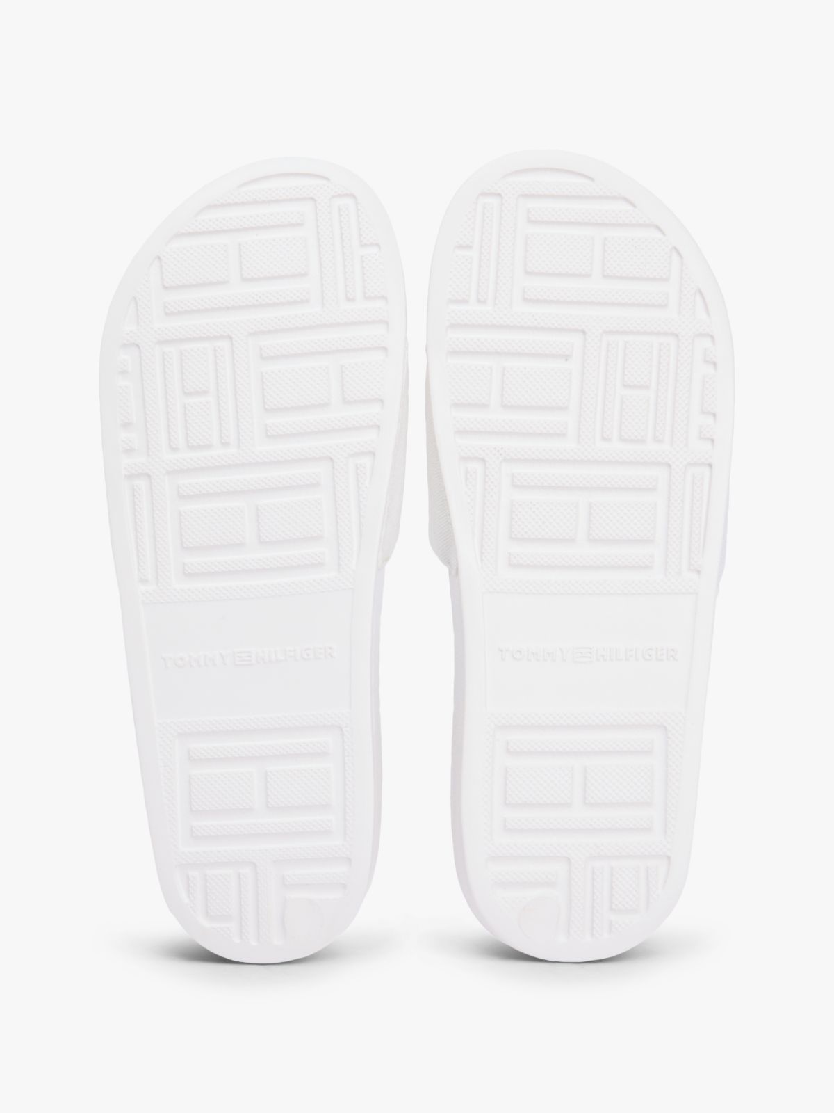 Logo Embroidery Canvas Pool Slides — White
