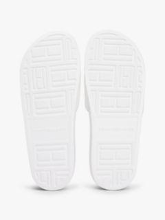 Logo Embroidery Canvas Pool Slides — White 5