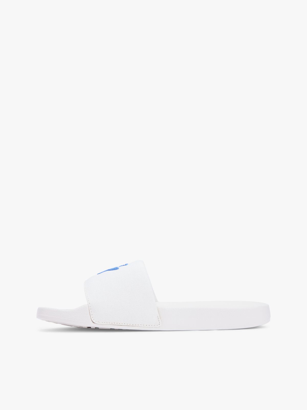 Logo Embroidery Canvas Pool Slides — White