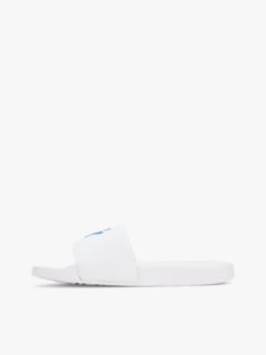 Logo Embroidery Canvas Pool Slides — White 7