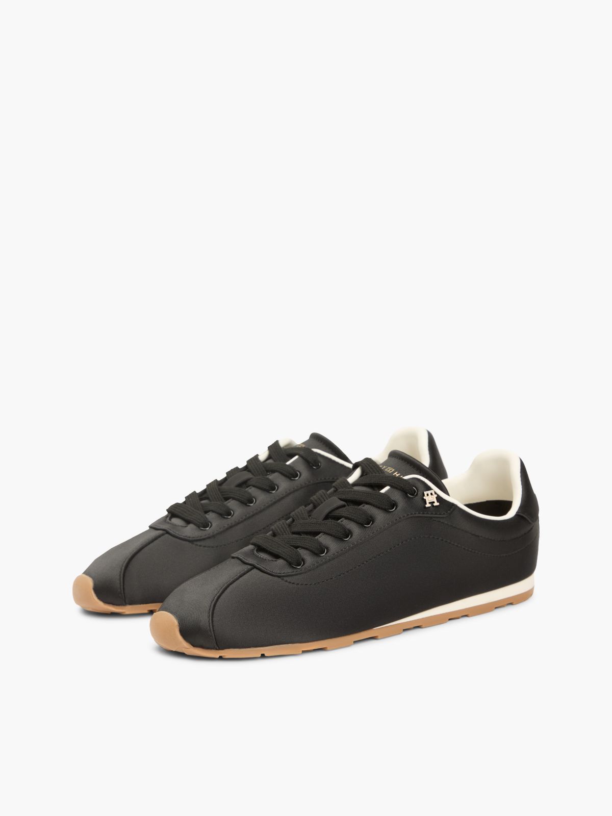 TH Monogram Satin Trainers — Black