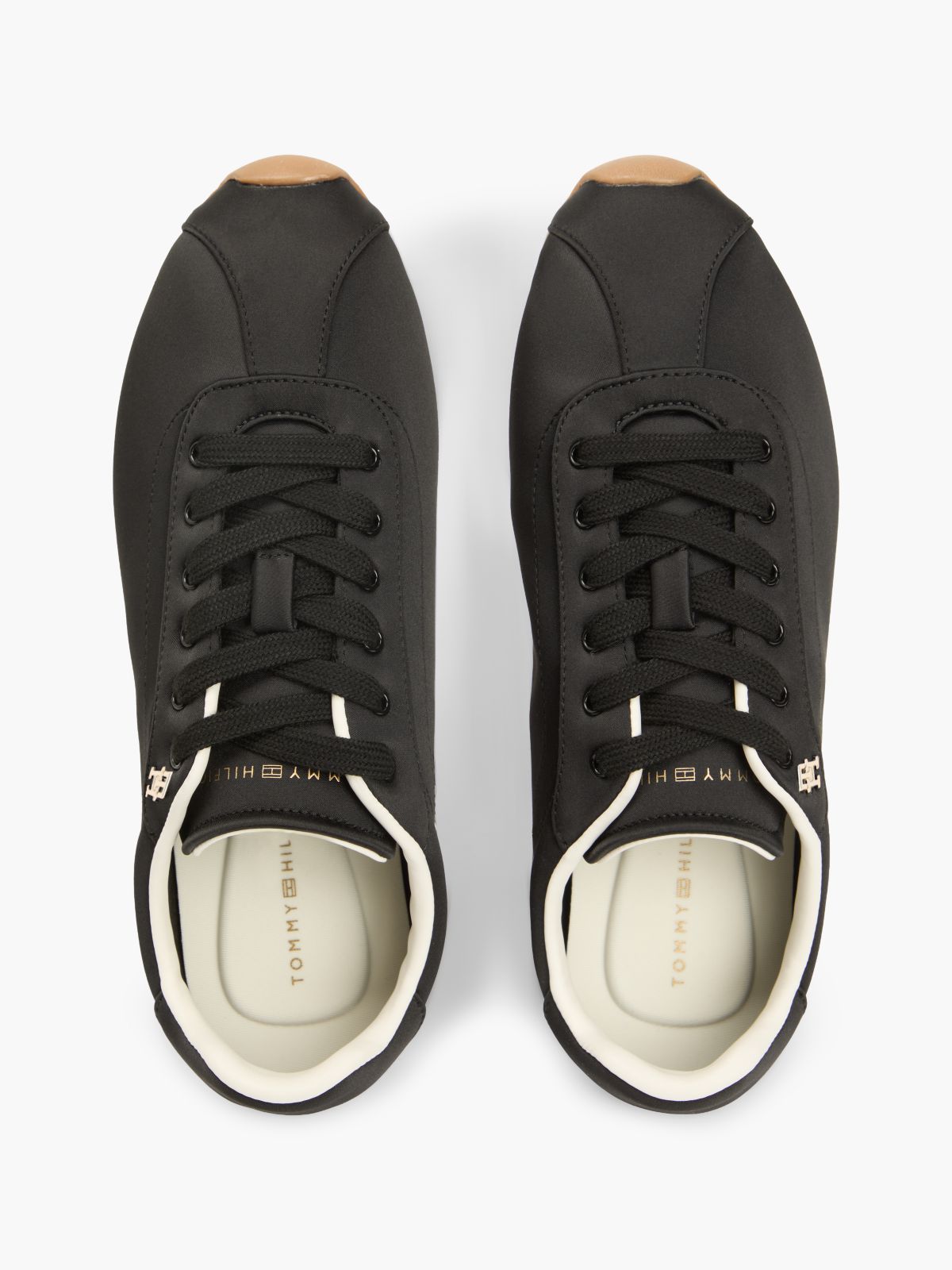 TH Monogram Satin Trainers — Black