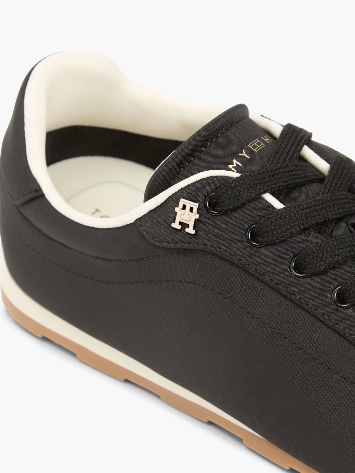 TH Monogram Satin Trainers — Black
