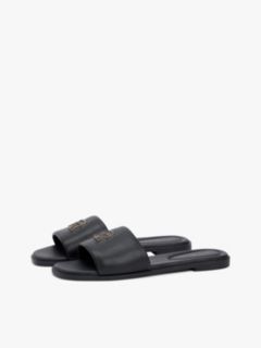 Leather TH Monogram Strap Mules — Black 2