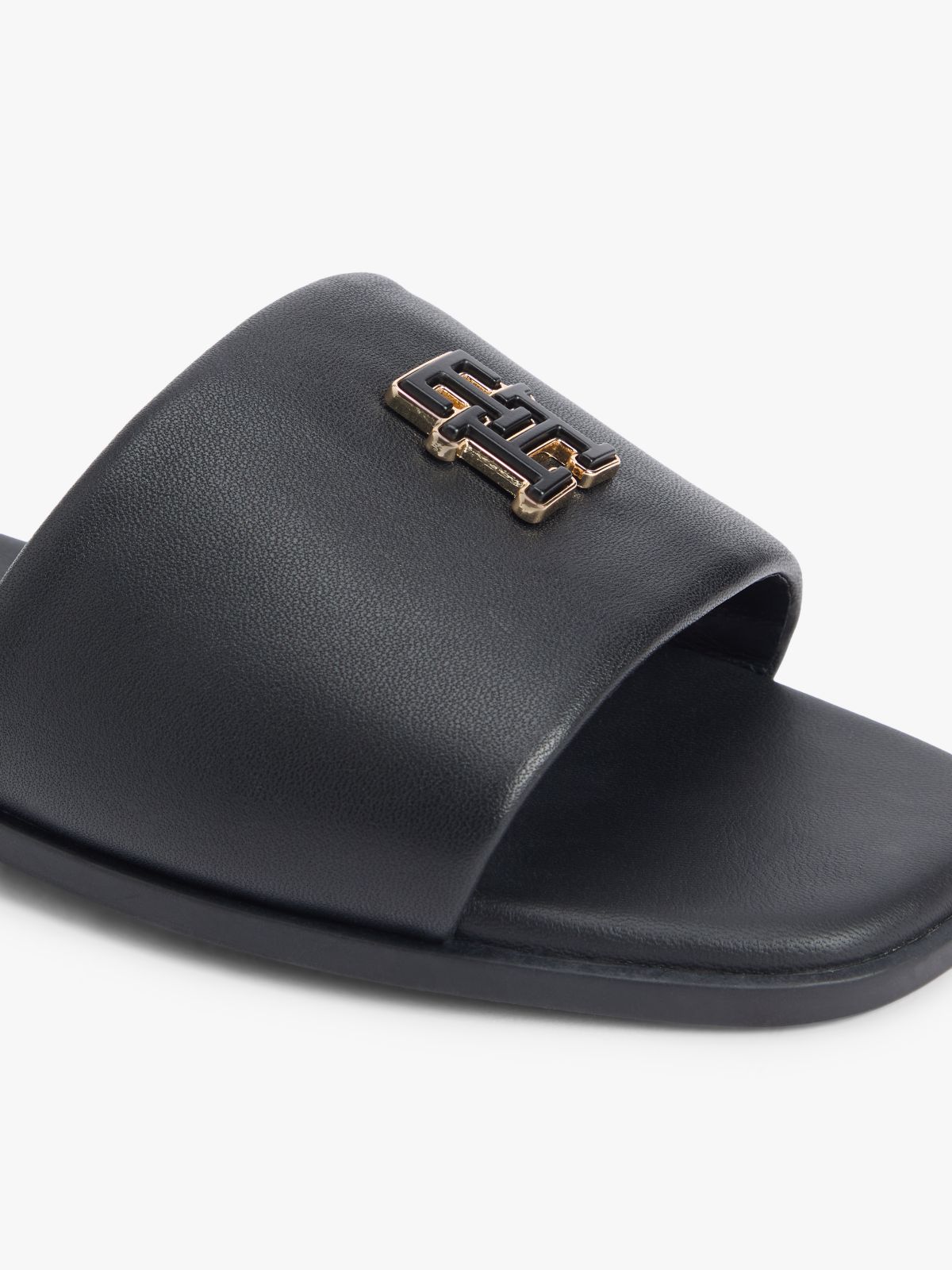 Leather TH Monogram Strap Mules — Black