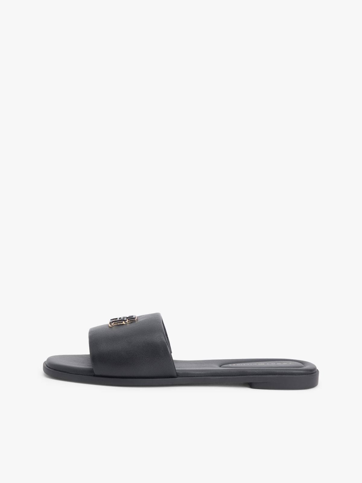 Leather TH Monogram Strap Mules — Black