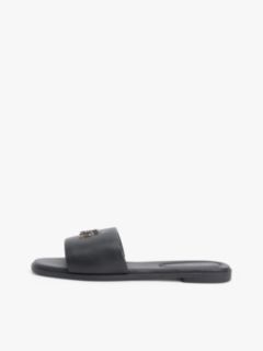 Leather TH Monogram Strap Mules — Black 7