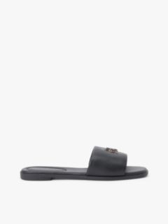 Leather TH Monogram Strap Mules — Black 1