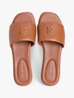 Leather TH Monogram Strap Mules — Brown 3