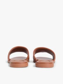 Leather TH Monogram Strap Mules — Brown 4