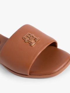 Leather TH Monogram Strap Mules — Brown 6