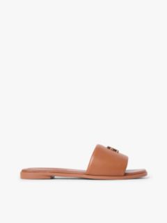 Leather TH Monogram Strap Mules — Brown 1