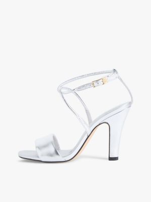 elevated heeled sandal silver gris de mujeres tommy hilfiger