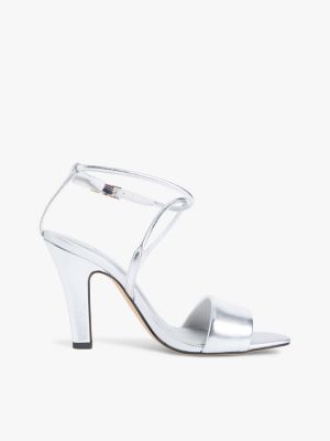 elevated heeled sandal silver grey de mujeres tommy hilfiger