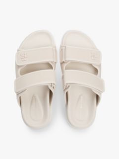 Leather Double Strap Serrated Sandals — Beige 3