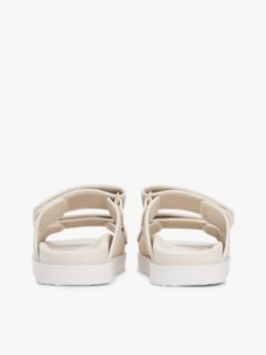 Leather Double Strap Serrated Sandals — Beige 4