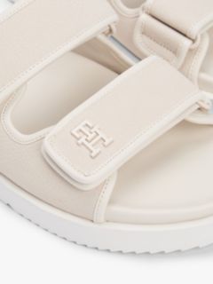 Leather Double Strap Serrated Sandals — Beige 6
