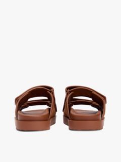 Leather Double Strap Serrated Sandals — Brown 4