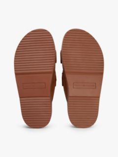 Leather Double Strap Serrated Sandals — Brown 5